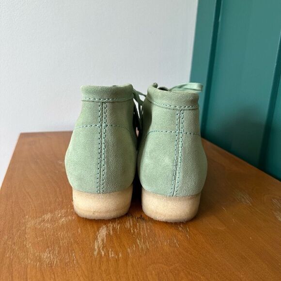 Clark Originals Men’s Wallabee Mint Green Suede Leather  Lace Up Square Toe Ankl - Picture 6 of 15